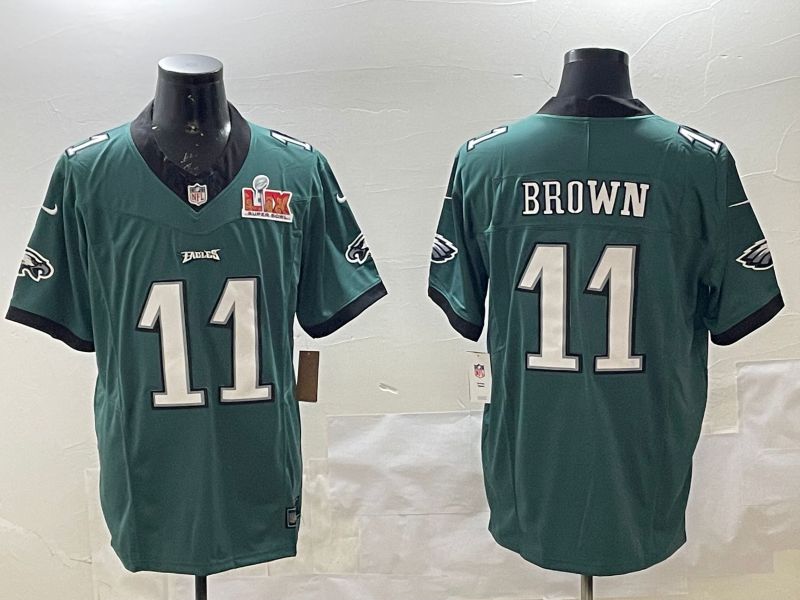 Men Philadelphia Eagles #11 Brown Green Three generations 2025 Nike Vapor Limited NFL Jersey style 4->philadelphia eagles->NFL Jersey